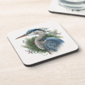 Elegant Great Blue Heron Feestdagen/Kerstmis Bier Onderzetter (Linkerzijde)