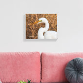 Elegant Great Egret in de Reeds Canvas Afdruk (Insitu (Woonkamer))