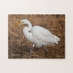 Elegant Great Egret in de Reeds Legpuzzel