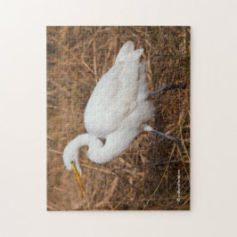 Elegant Great Egret in de Reeds Legpuzzel