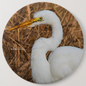 Elegant Great Egret in de Reeds Ronde Button 6,0 Cm (Voorkant)