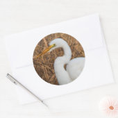 Elegant Great Egret in de Reeds Ronde Sticker (Envelop)