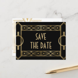 Elegant Great Gatsby Art Deco Save the Dates Aankondigingskaart