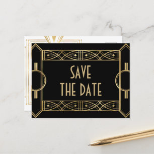 Elegant Great Gatsby Art Deco Save the Dates Aankondigingskaart