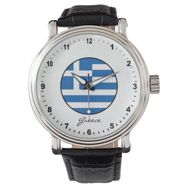 Elegant Greece Watch & Greek Flag / Athene Horloge (Voorkant)