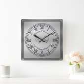 Elegant Greek Key 25th Wedding Jubileum Vierkante Klok (Huis)