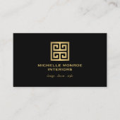 Elegant Greek Key Designer Logo Gold/Black Visitekaartje (Voorkant)