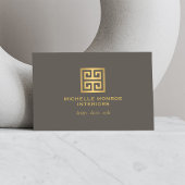 Elegant Greek Key Designer Logo Gold/Taupe Visitekaartje