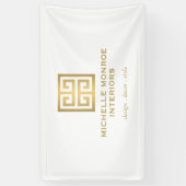 Elegant Greek Key Designer Logo Gold/White Spandoek (Verticaal)