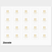 Elegant Greek Key Designer Logo Gold/White Vierkante Sticker (Vel)