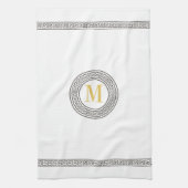 Elegant Greek Key Monogram Kitchen Towels Theedoek (Verticaal)