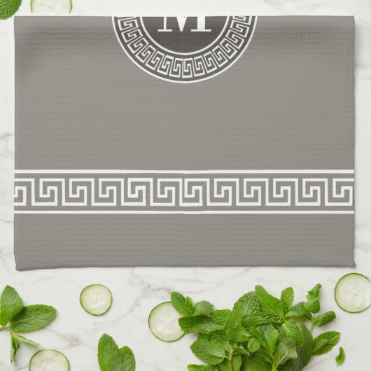 Elegant Greek Key Monogram Kitchen Towels Theedoek (Gevouwen)