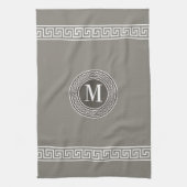 Elegant Greek Key Monogram Kitchen Towels Theedoek (Verticaal)