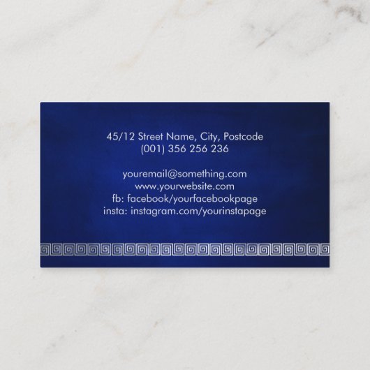 Elegant Greek Meander Key Monogram Visitekaartje (Achterkant)