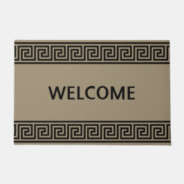 Elegant Greek Pattern on Beige Welcome Deurmat