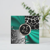 Elegant Green 25 Jaar Feestje Kaart (Staand voorkant)
