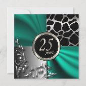 Elegant Green 25 Jaar Feestje Kaart (Voorkant)