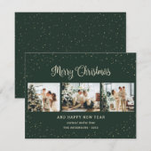 Elegant Green 3-fotografie met kerstkaarten Feestdagenkaart (Voorkant / Achterkant)