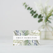 Elegant Green and Blue Waterverf Foliage Visitekaartje (Staand voorkant)