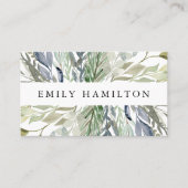 Elegant Green and Blue Waterverf Foliage Visitekaartje (Voorkant)