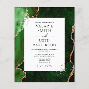 Elegant Green and Gold Agate Stone Budget Weduwen Flyer