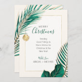 Elegant Green and Gold Beach Tropical Kerstmis Feestdagenkaart (Voorkant / Achterkant)