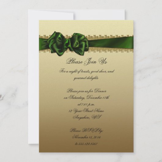 Elegant Green and Gold Corporate Party Invite Kaart (Voorkant)