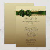Elegant Green and Gold Corporate Party Invite Kaart (Voorkant / Achterkant)