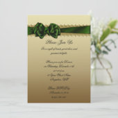 Elegant Green and Gold Corporate Party Invite Kaart (Staand voorkant)
