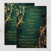 Elegant Green and Gold Design Wedding Invitation Kaart (Voorkant / Achterkant)