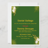 Elegant Green and Gold Floral Wedding Invite Kaart (Achterkant)