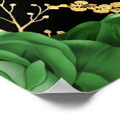 Elegant Green and Gold Flowers Birthday Party Poster (Hoek)