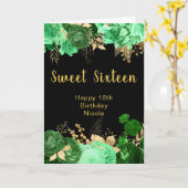 Elegant Green and Gold Flowers Sweet Sixteen Kaart (Gele Bloem)