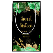 Elegant Green and Gold Flowers Sweet Sixteen Klein Cadeauzakje (Voorkant)