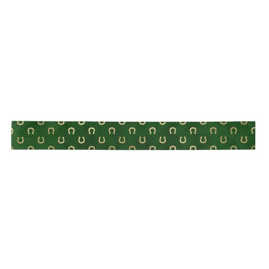 Elegant Green and Gold Hoefijzer St Patrick's Day Satijnen Lint (Voorkant)