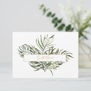 Elegant Green and Gold Leaf Table Place Card Kaart