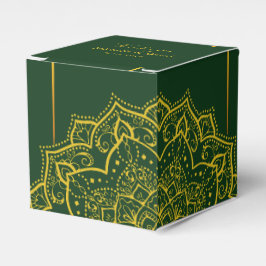 Elegant Green and Gold Mandala Wedding Favor Box Bedankdoosjes