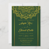 Elegant Green and Gold Mandala Wedding Invitation Save The Date (Voorkant)