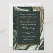 Elegant Green and Gold Marble Wedding Kaart (Voorkant)