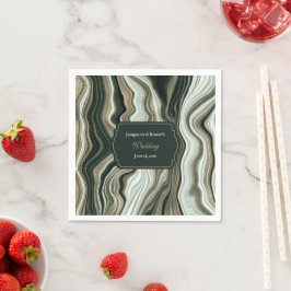 Elegant Green and Gold Marble Wedding Servet