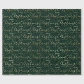 Elegant Green and Gold Merry-kersttekst Cadeaupapier (Vlak)