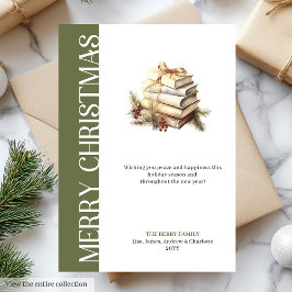 Elegant Green And Gold Minimalist Holiday Card Feestdagenkaart