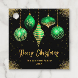 Elegant Green and Gold Ornament Christmas Bedankjes Labels