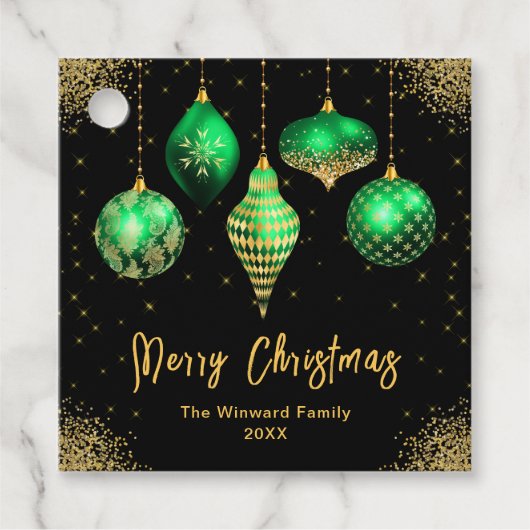 Elegant Green and Gold Ornament Christmas Bedankjes Labels (Voorkant)