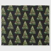 Elegant Green and Gold Ribbon Tree kerst Cadeaupapier (Vlak)