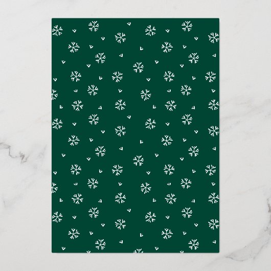 Elegant Green and Gold Snowflake Holiday Party Folie Uitnodiging (Achterkant)
