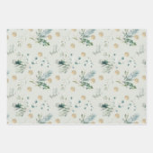 Elegant Green and Gold Winter Greenery Christmas Inpakpapier Vel (Voorkant 2)