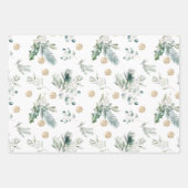 Elegant Green and Gold Winter Greenery Christmas Inpakpapier Vel (Voorkant)