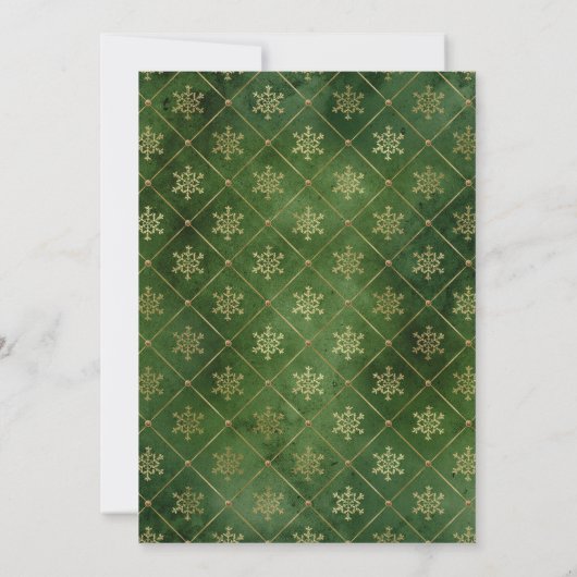 Elegant Green and Gold Winter Snowflakes Sweet 16 Kaart (Achterkant)