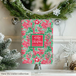 Elegant green and pink Christmas preppy towel set Bad Handdoek